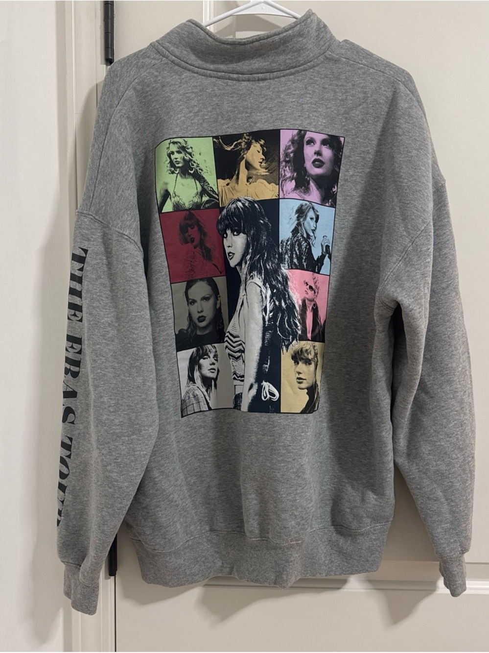 Taylor Swift Gray Pullover Sweatshirt with Color Block Photo Grid
